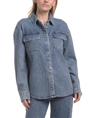 OAT NEW YORK Uzun Kollu Düyməli Denim Bluzka