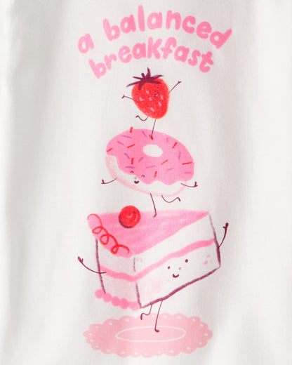 Carter's Qız Uşaq Tatlılar 100% Pambıq Rahat Oturan 4-Parçalı Pijama - Çəhrayı/Ağ