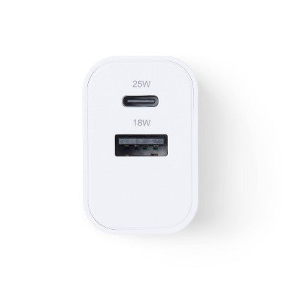 dealworthy Dual Port 25W USB-A və USB-C Divar Şarji Cihazı Ağ Rəng