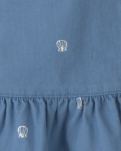 OshKosh B'gosh Qız Uşaq Dəniz Kabuğu Twill Fırfır Etek - Orta Yuyulmuş