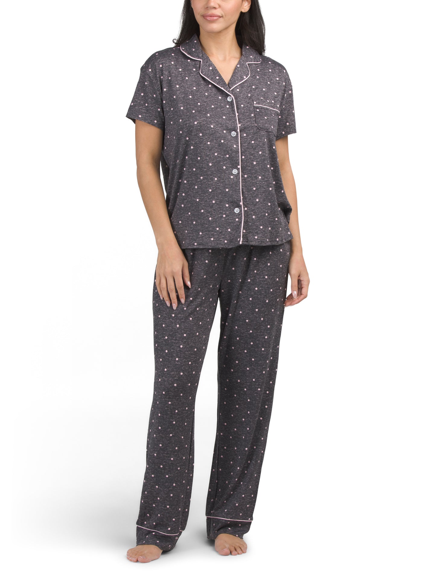 LAURA ASHLEY 2 Parçalı Nöqtəli Qısa Kollu Pijama Dəsti