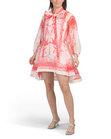 NANCY YANG Crinkle Hi-lo Tie Neck Mini Geyim
