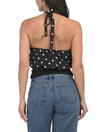 MADDEN GIRL Polka Dot Halter Boyunlu Bluzka Bant Həmləsi ilə