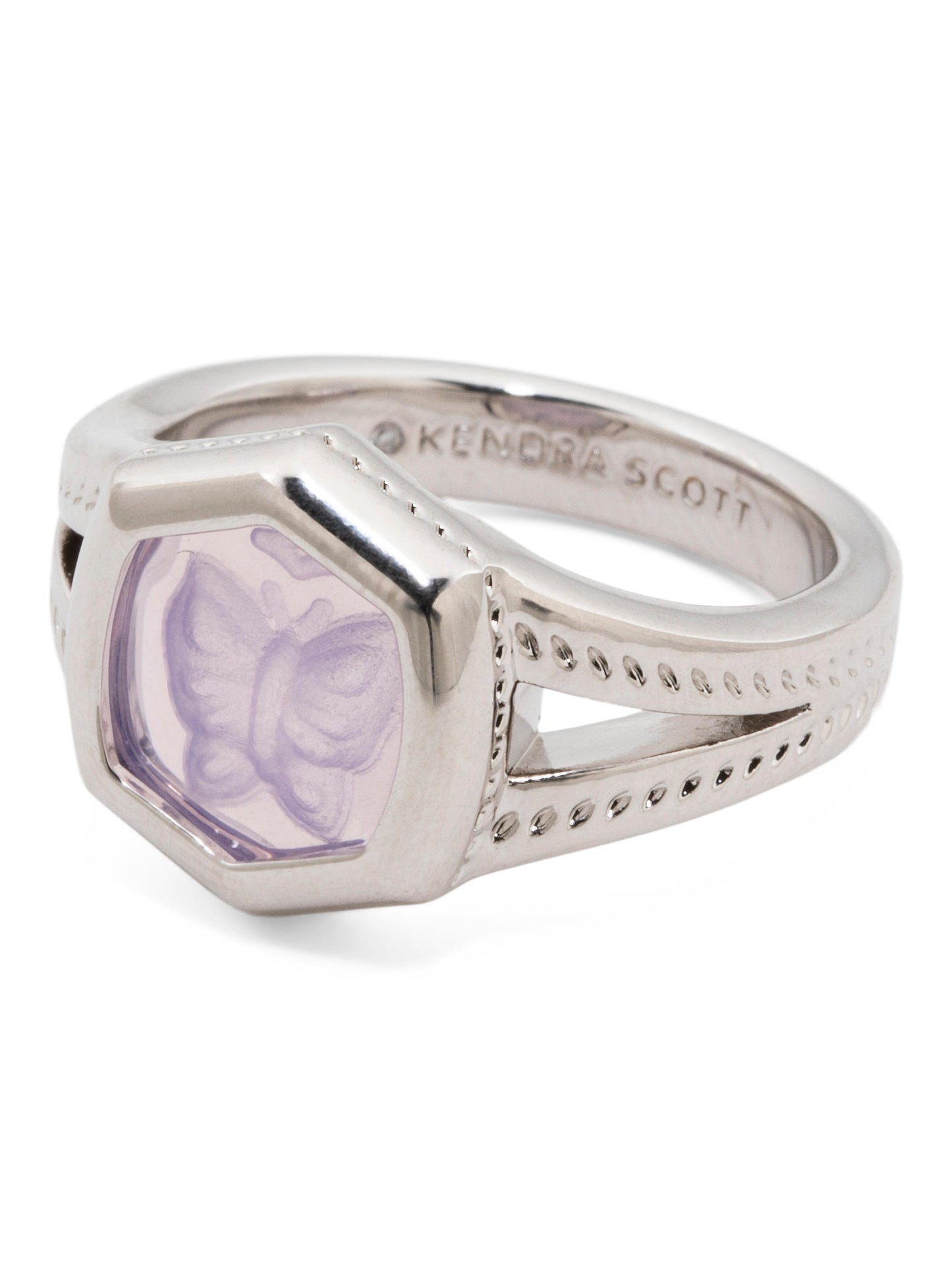 KENDRA SCOTT Silver Lavender Butterfly Davie Statement Ring