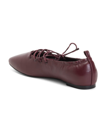 BLACK SUEDE STUDIO Leather Joylin Korset Dantel Bale Ayaqqabısı