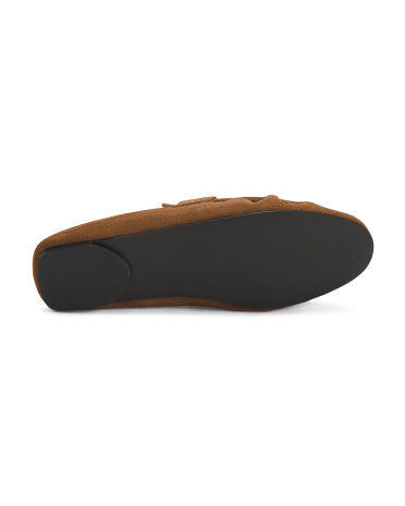 BLACK SUEDE STUDIO Suede Arwin Ruched Backless Loafers