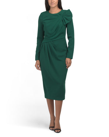BADGLEY MISCHKA Uzun Tənəkəli Drapeli Formal Midi Geyim