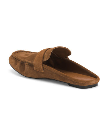 BLACK SUEDE STUDIO Suede Arwin Ruched Backless Loafers