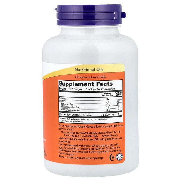 Now Foods Balqabaq Yağı 100 Soft Kapsul 1 000 Mg Hər Kapsulda YoxYox