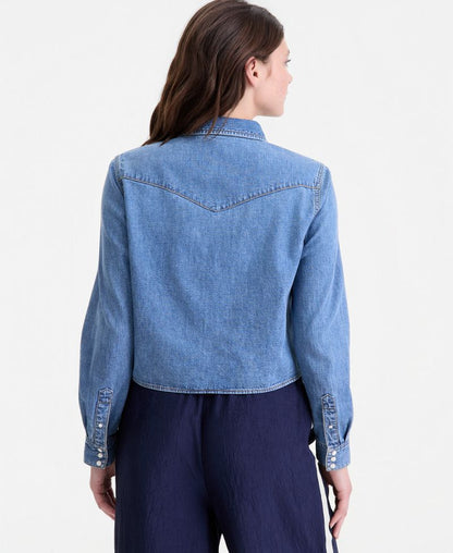 On 34th Qadın Qısaltılmış Denim Western Köynəyi