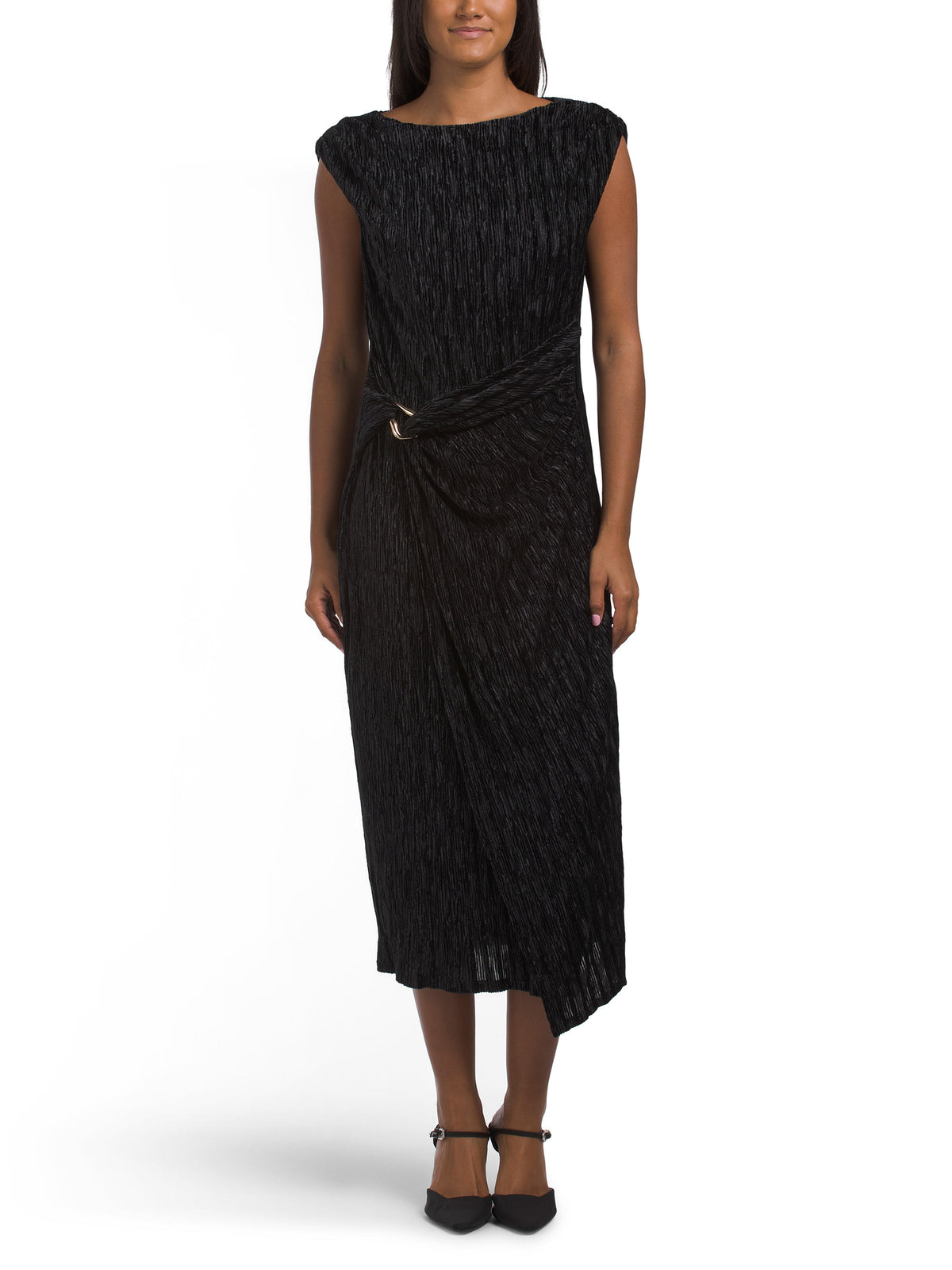 MAGGY LONDON Crinkle Velvet Midi Geyim Yan Əşyaları ilə