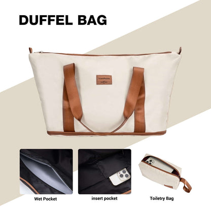 Travelhouse 6 Parçalı Qatı Korporus Səyahət Çantası Yüngül Çanta TSA Kilidli və Fırlanan Təkərlərlə və Duffel Çanta, Ağ YoxYox