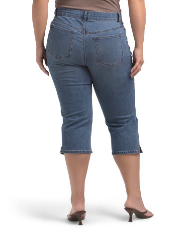 DJEANS Plus Comfort Waist Fit Solution Pedal Pusher Cins