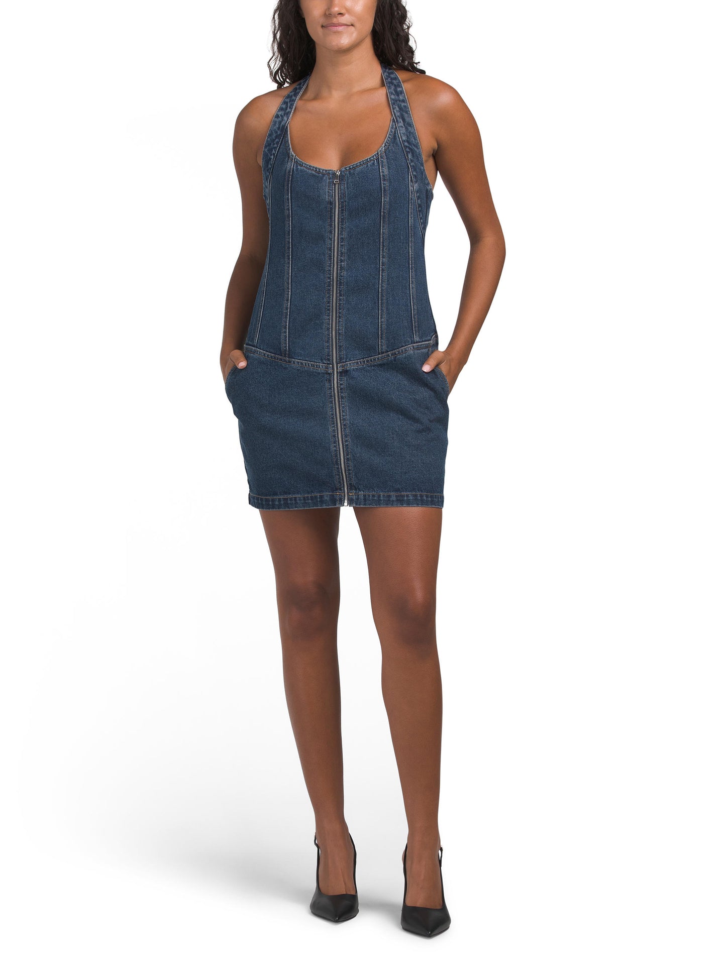 HOUSE OF HARLOW 1960 Nyla Denim Halter Mini Geyim