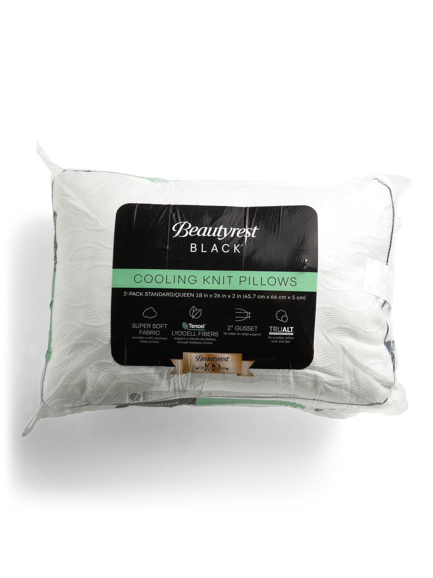 BEAUTYREST BLACK 2-Pack 18x26 Soyuducu Toxuması Yastıq Yan Desteyi