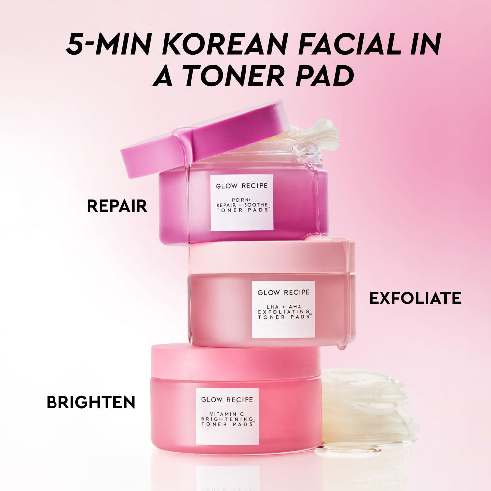 Glow Recipe Koreya Toner Pad Dəri Qulluğu Komplekti Gözenəklər, Tünd Ləkələr və Dəri Baryeri Onarışı üçün