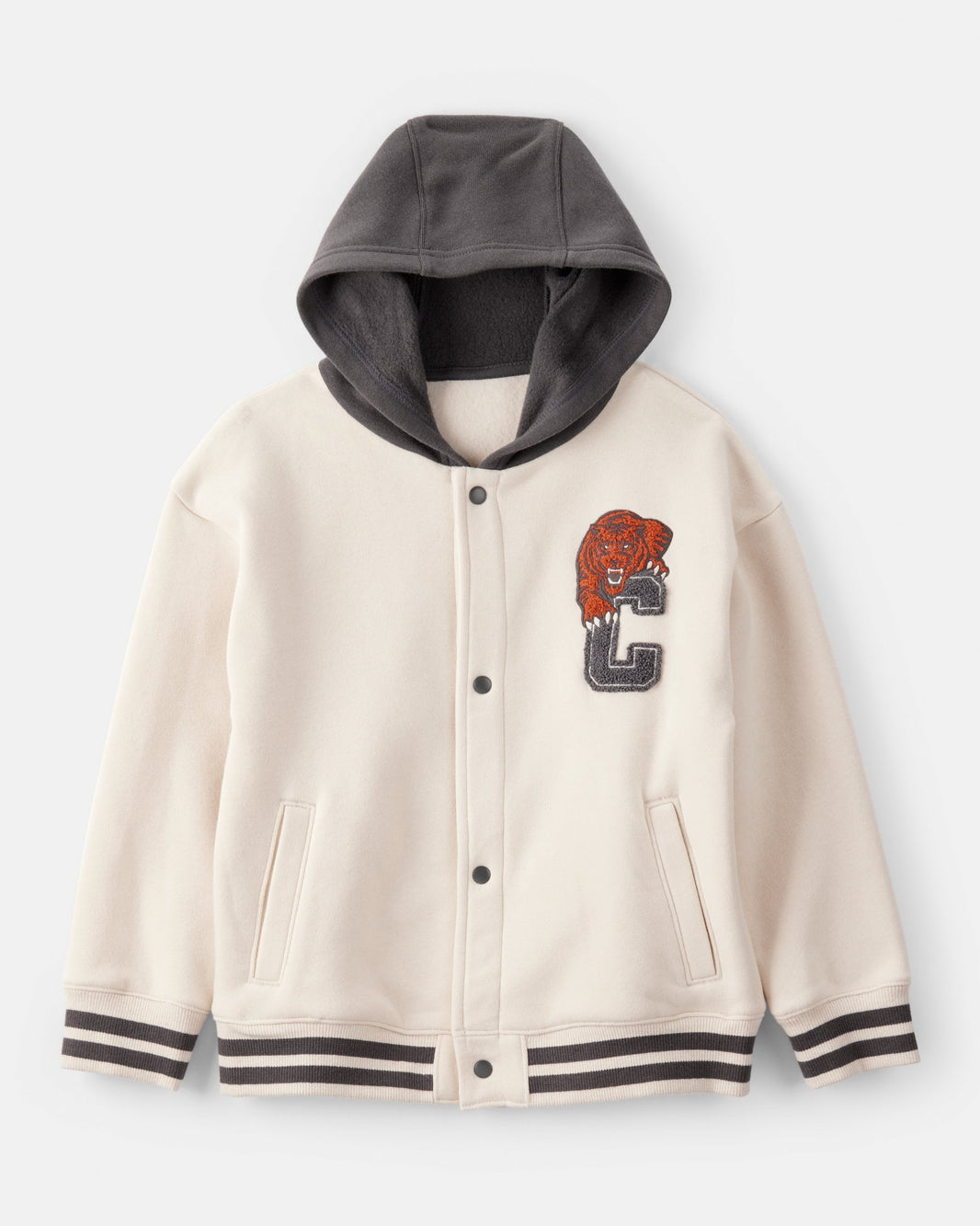 Carter's Oğlan Polietilen Kapüşonlu Varsity Gödəkçəsi - Krem