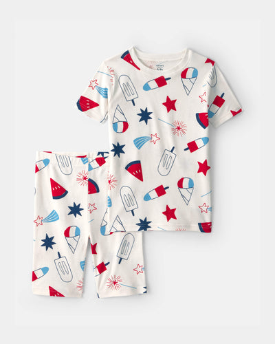 Carter's Uşaq Dördüncü İyul Buzlu Şəkerləmə 2-Parçalı Qısa Kollu Pijama Dəsti