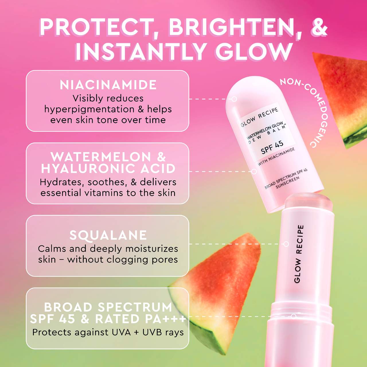 Glow Recipe Qarpız Parıltısı Niacinamid Şəfaf Günəş Kremi Çubuğu SPF 45