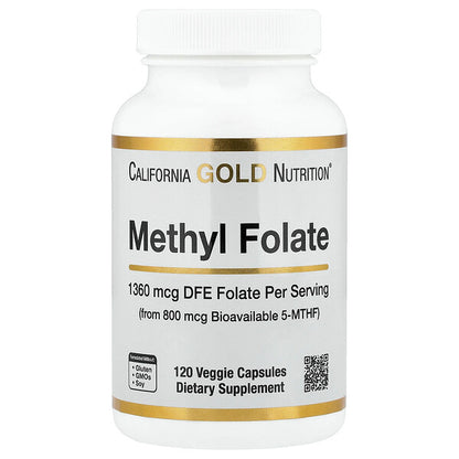 California Gold Nutrition Metil Folat və C Vitamini 120 Veqetarian Kapsul
