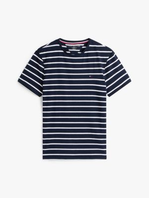 Tommy Hilfiger Extra Slim Stripe Stretch-Cotton T-Shirt, Tünd Mavi Zolaqli