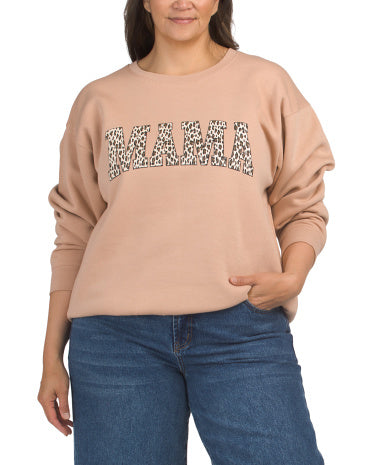 PACIFIC &amp; CO Plus Leopard Naxışlı Mama Crew Neck Sveatşirt