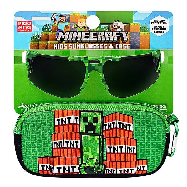 Uşaq Minecraft UV Koruması Günəş Eynəyi Zərbəyə Davamlı Linzalar və Yumuşaq Çantası