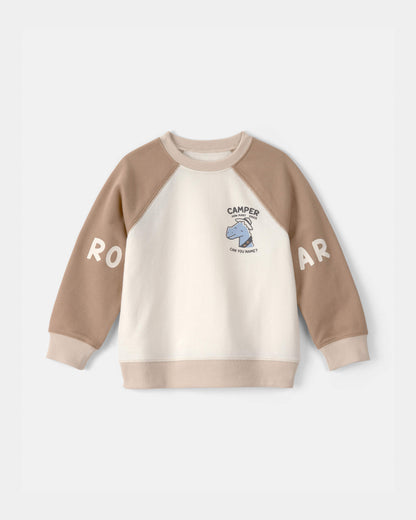 Carter's Uşaq Oğlan Dinozavr Fransız Terisi Pullover Sveatşirt - Qəhvəyi/Fil Dişi