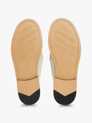 Tommy Hilfiger Logo Horsebit Dəri Loafer Ayaqqabısı, Muslin