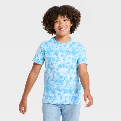 Cat & Jack Oğlan Qısa Tərəfli Tie Dye Köynəği Açıq Mavi M