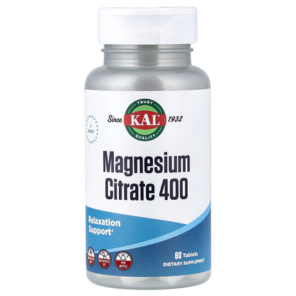 Kal Magnesium Sitrat 400 60 Tablet 200 Mq Tablet Başına
