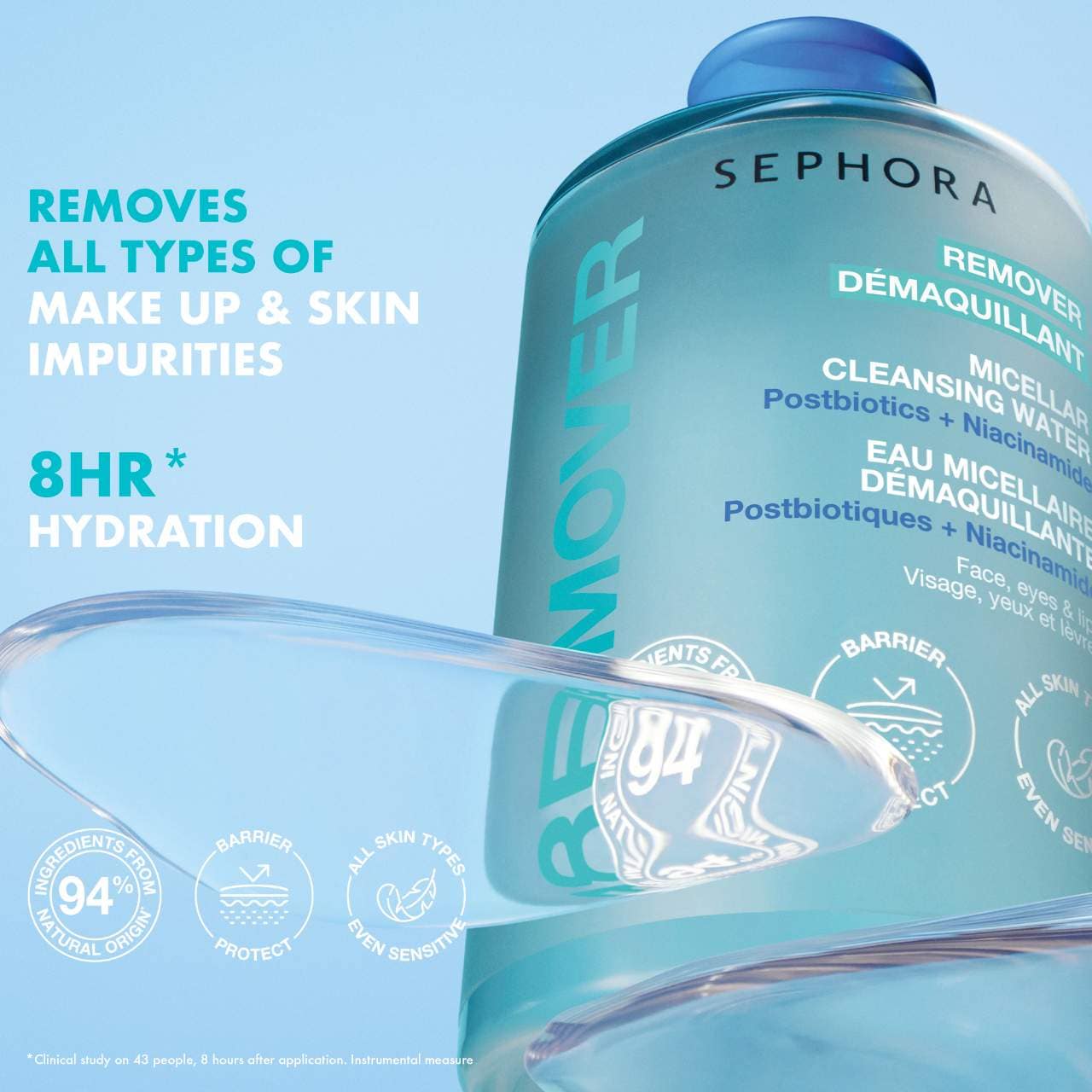 SEPHORA COLLECTION Postbiotiklər + Niacinamid İçeren Misellar Təmizləyici Su