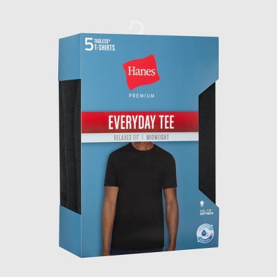 Hanes Premium Hanes Kişi 5li T-Shirt Alt Paltarı, Premium Gündəlik Orta Çəkili Böyün Yuvası Köynək Dəsti, Rütubət Çəkən - Qara M