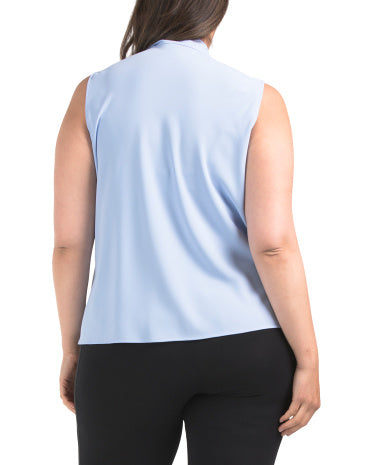 KASPER Plus Tie Front Stretch Bluzka