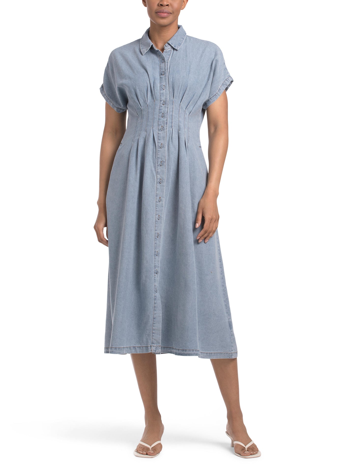 JANE & DELANCEY Pambıq Qarışıqlı Denim Turşu Yuyunmuş Maksi Geyim