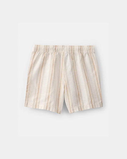 OshKosh B'gosh Oğlan Çizgili Kətan Şortu - Tan/Fil Dişi