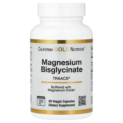 California Gold Nutrition Magnesium Bisglycinate Chelate Albion Traacs 60 Veggie Kapsul 100 Mq