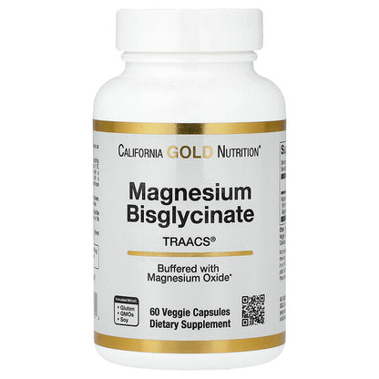 California Gold Nutrition Magnesium Bisglycinate Chelate Albion Traacs 60 Veggie Kapsul 100 Mq