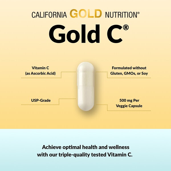 California Gold Nutrition Gold C USP Səviyyəsi C Vitamini 500mg 240 Bitki Kapsulu