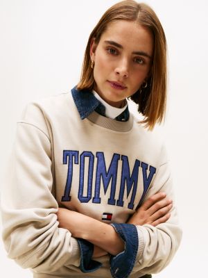 Tommy Hilfiger Varsity Logo Crewneck Sweatshirt, Gri