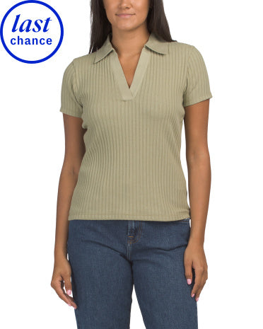 Ribbed Short Sleeve Polo Qısa Kollu Polo Köynəyi