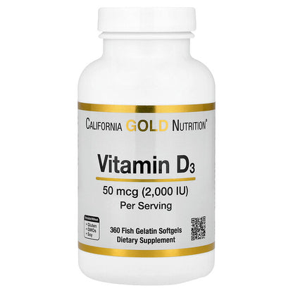 California Gold Nutrition D3 Vitamini 50 Mcg 2000 IU 360 Balıq Jelatin Kapsula