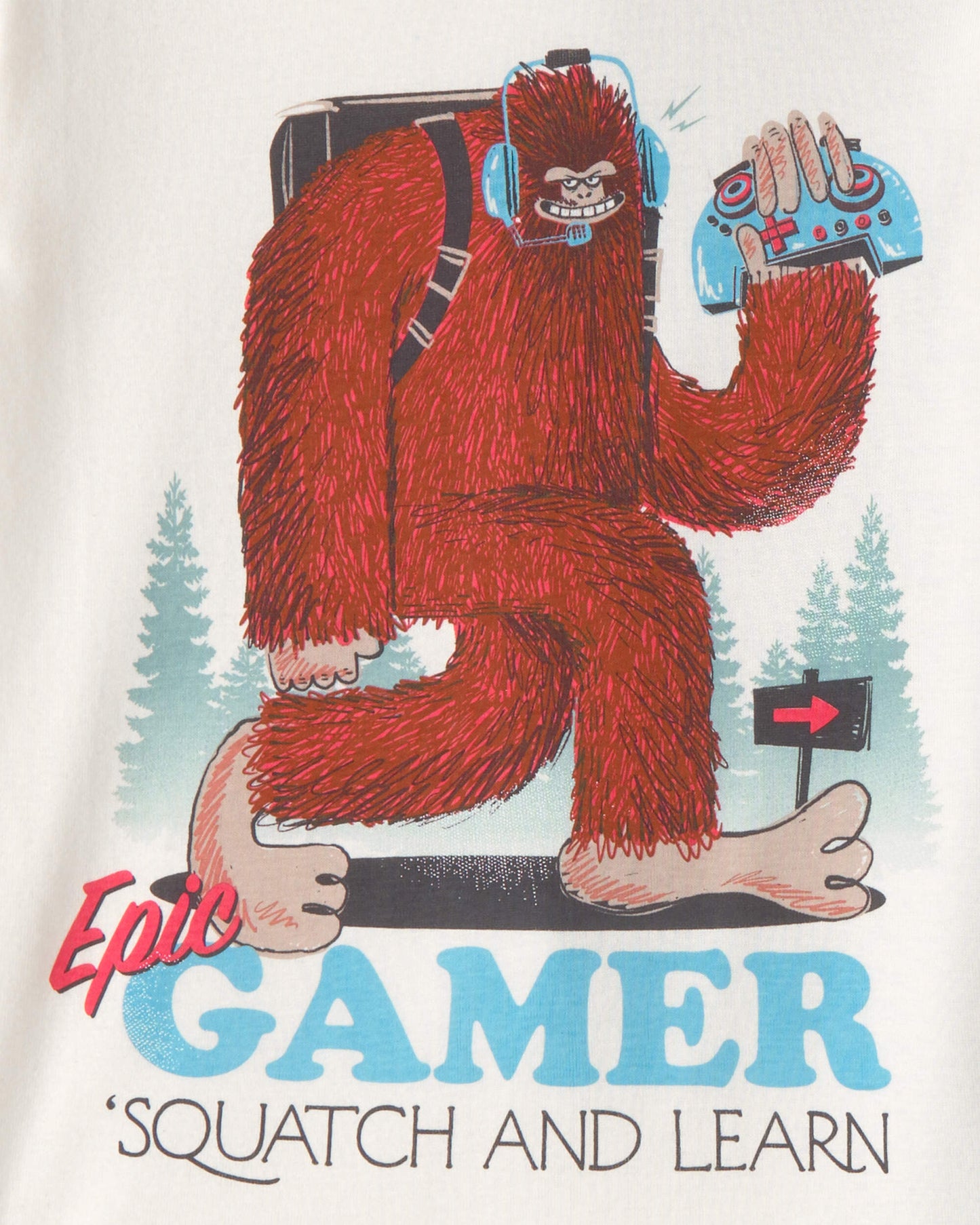Carter's Oğlan Bigfoot Oyunçu 100% Pambıq Rahat Oturan 4-Parçalı Pijama Dəsti - Mavi/Fil Dişi