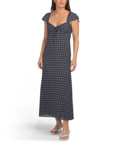 TOCCIN Venus Bias Cut Maxi Slip Geyimi Fırfırlı Qollarla