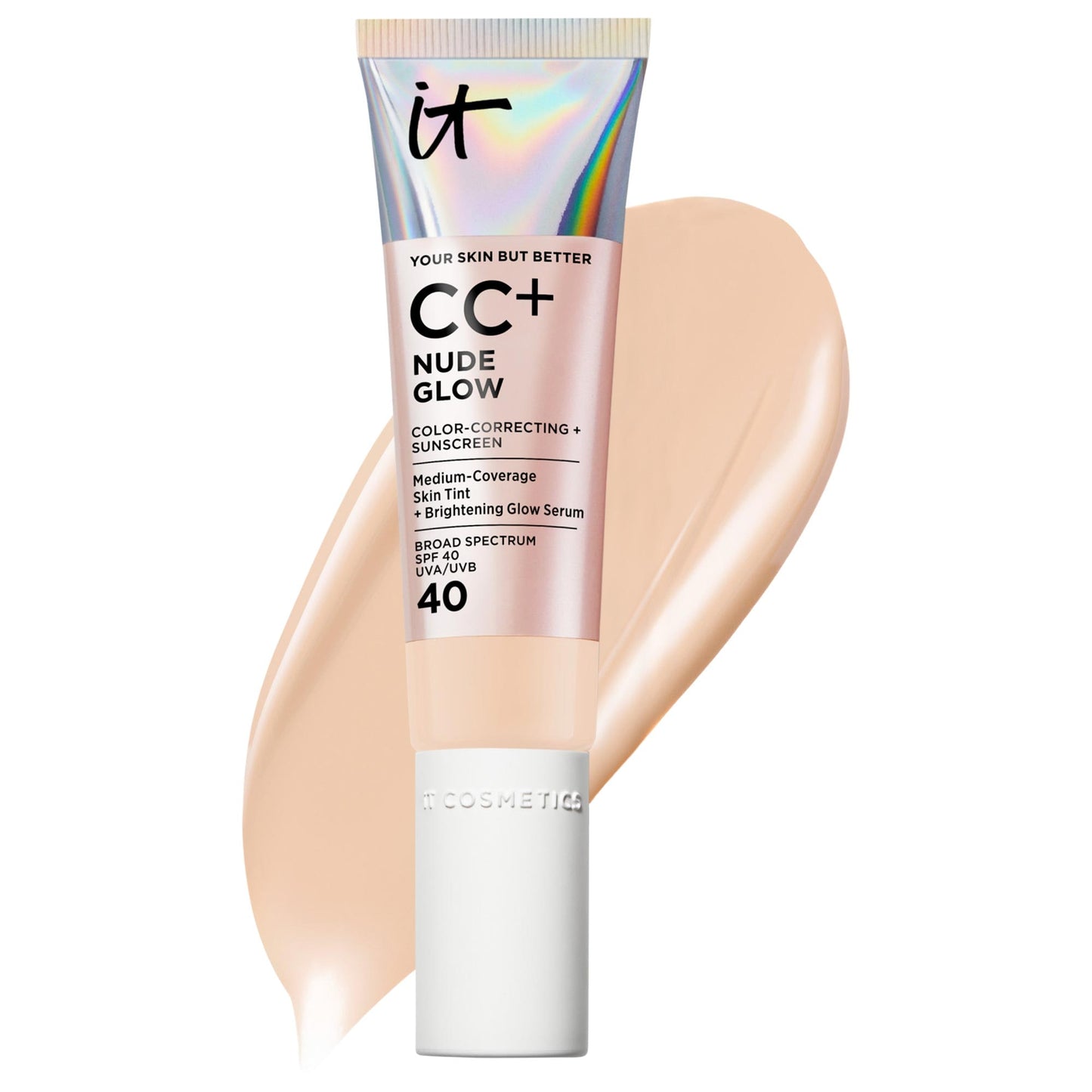 IT Cosmetics CC+ Nude Glow Yüngül Tonal Krem + Işıltılı Serum SPF 40 və Niacinamid ilə