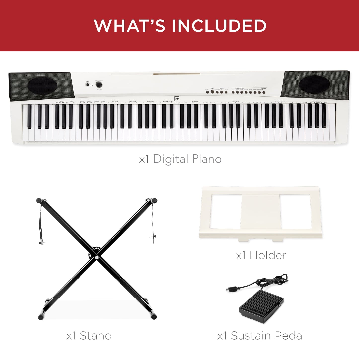 Best Choice Products 88 Klavişli Tam Ölçülü Rəqəmsal Pianino Ağ