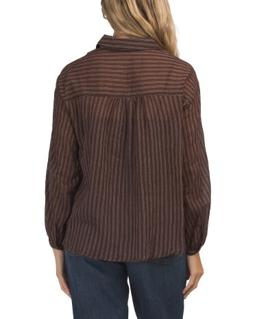 MAX STUDIO LONDON Yarn Dye Stripe Button Front Köynək
