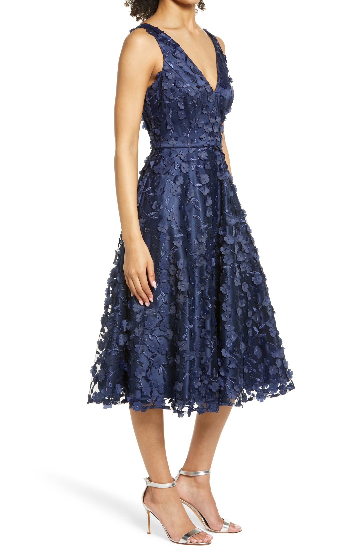Eliza J 3D Appliqué Fit & Flare Koktey Geyimi