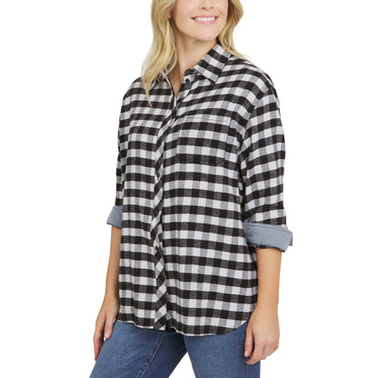 Lands' End Qadın Flannel Köynəyi Yaşıl Rəngi