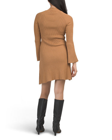DRAPER JAMES Lennox Mock Neck Ribbed Knit Mini Geyim